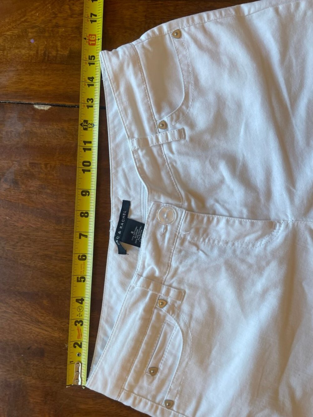 Zac & Rachel White Cropped Jeans Women's Size 6 Frayed Fringe Hem Capri - Picture 4 of 6